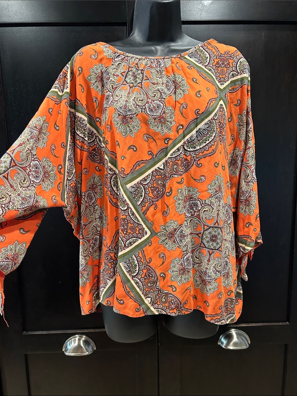 Boho Paisley Orange Women's Peasant Top Primark